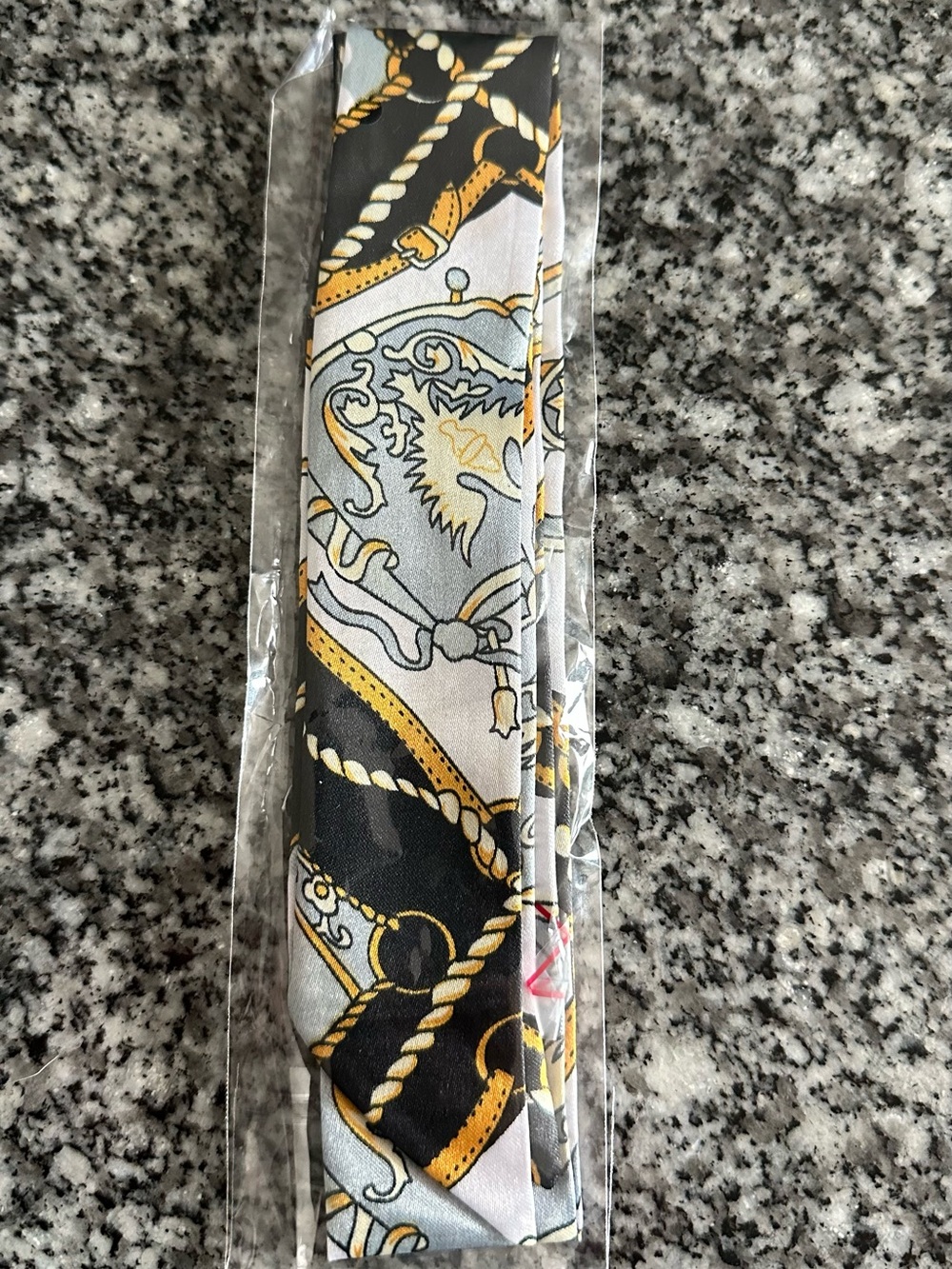 Bag Scarf- Nautical Print - Black, Gold, White - Picture 3 of 3